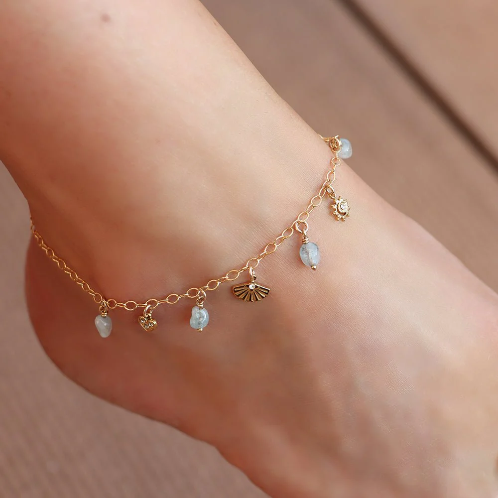 YELEN | Bracelet de cheville Aigue-marine