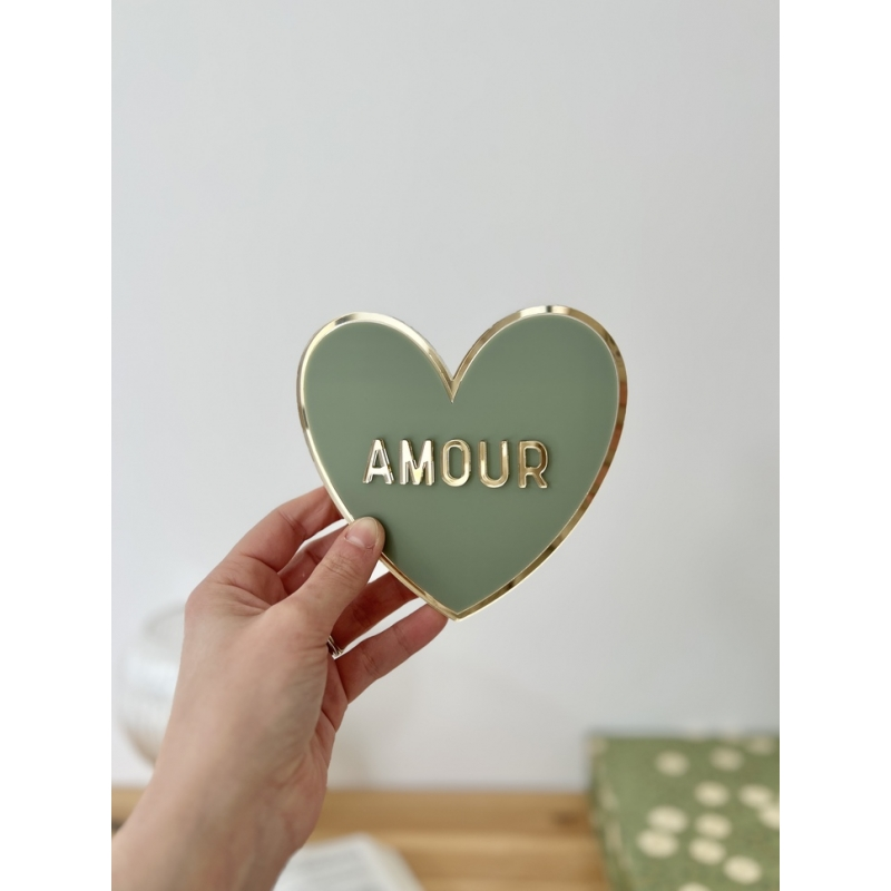 Décoration murale Joli Coeur Amour - Sauge