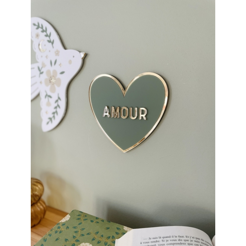 Décoration murale Joli Coeur Amour - Sauge