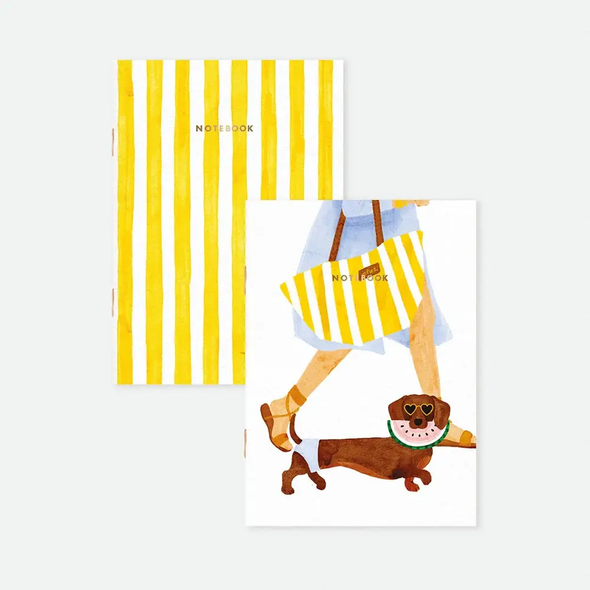 Summer Dachshund - Duo de carnets de poche A6