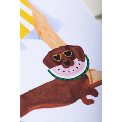 Summer Dachshund - Carte de voeux