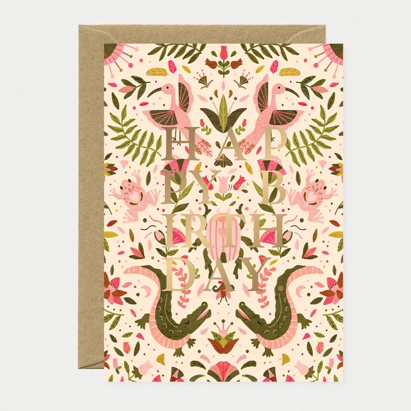 Happy Birthday Pink Croco - Carte de voeux