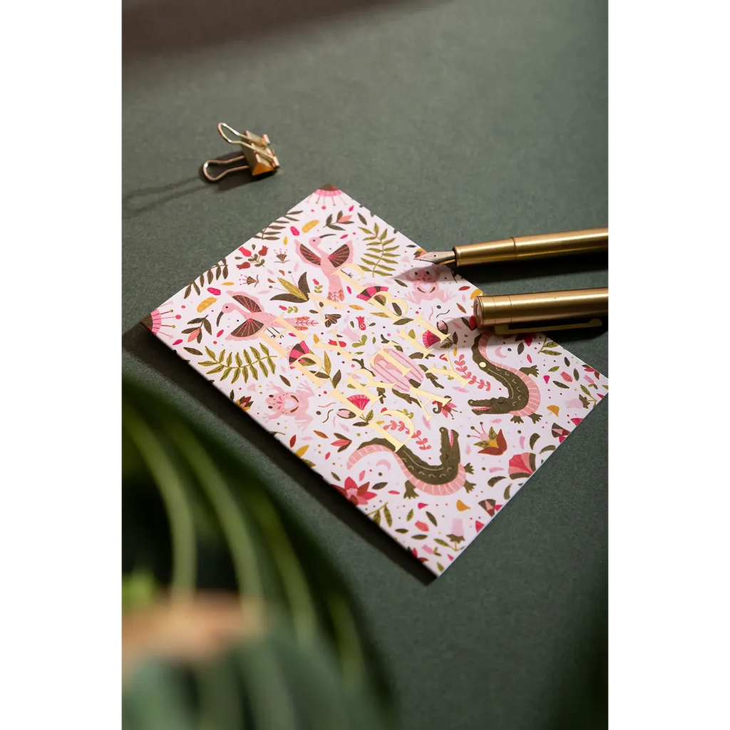 Happy Birthday Pink Croco - Carte de voeux