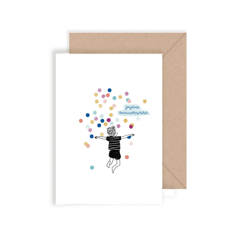 Carte de voeux - Joyeux anniversaire confettis garçon