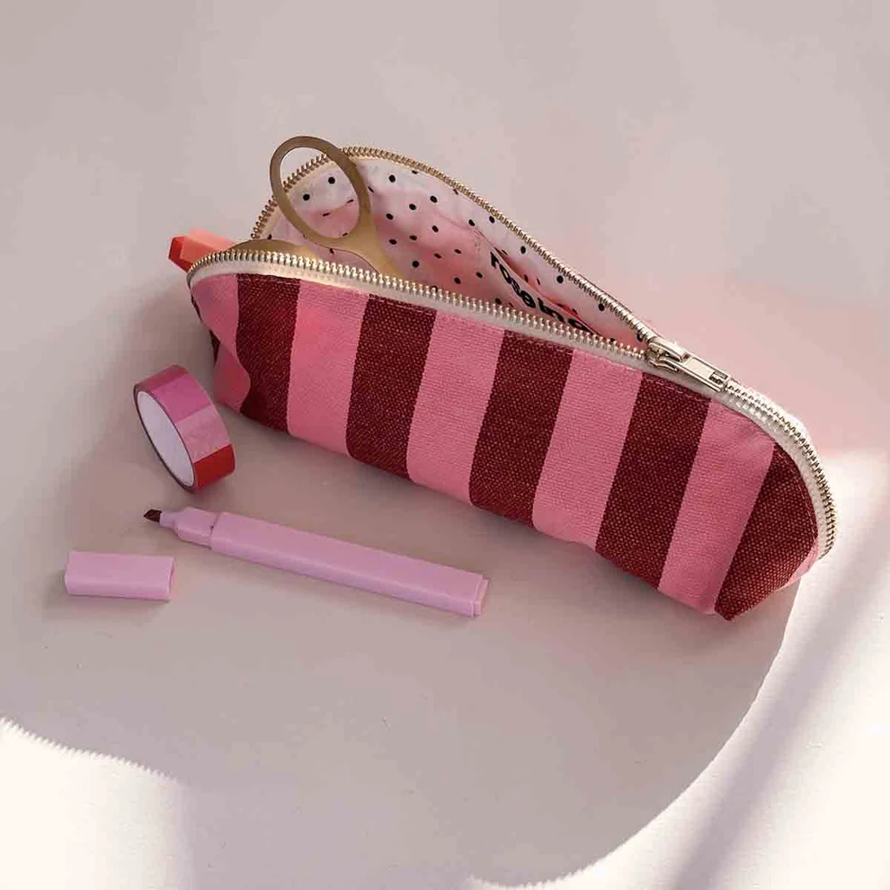 Trousse Gaston - Rayures Brick / Pink
