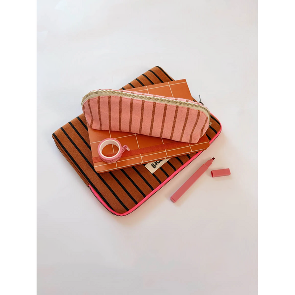 Trousse Gaston - Rayures tennis Pecan / Strawberry
