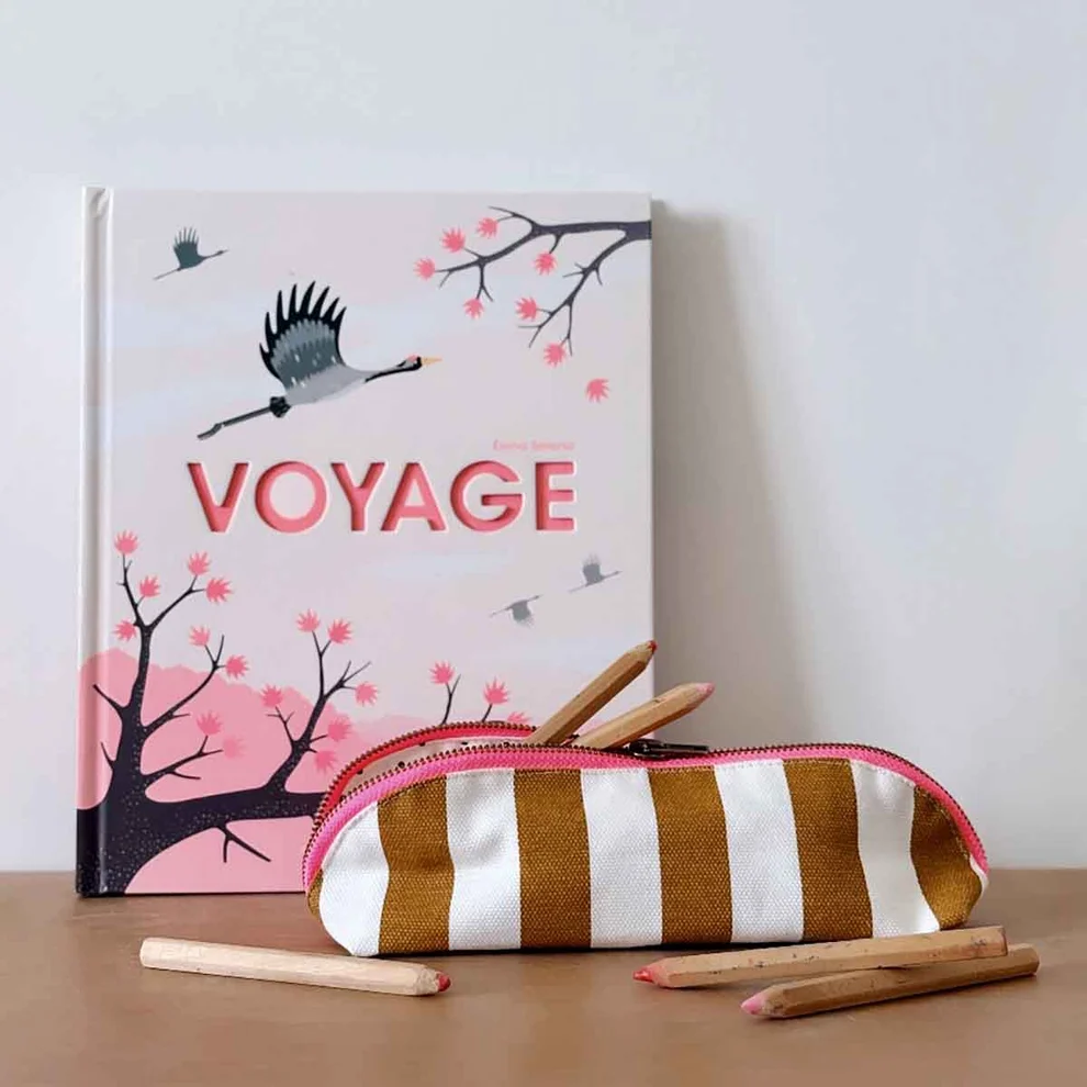 Trousse Gaston - Rayures Ecru / Caramel