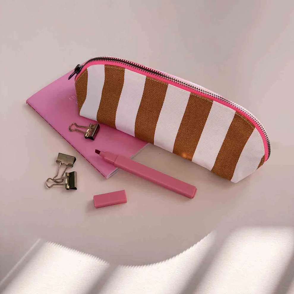 Trousse Gaston - Rayures Ecru / Caramel