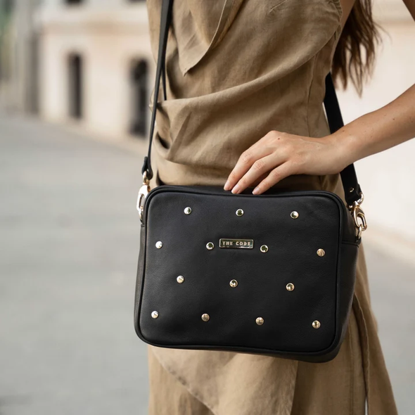 Sac bandoulière en cuir Charlotte - Noir