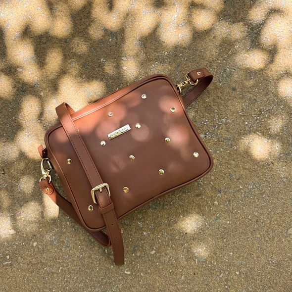 Sac bandoulière en cuir Charlotte - Cognac