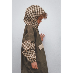 Poncho long Damiers Kaki Kids
