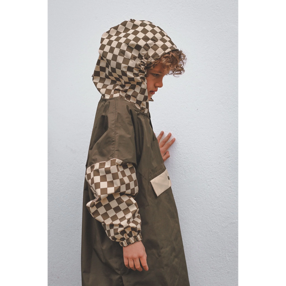 Poncho long Damiers Kaki Kids