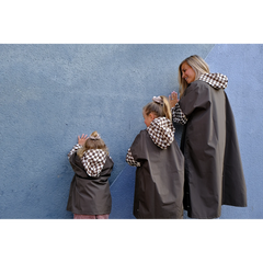 Poncho long Damiers Kaki Kids