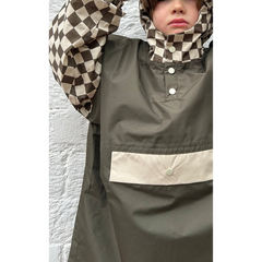 Poncho long Damiers Kaki Kids