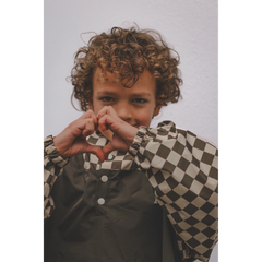 Poncho long Damiers Kaki Kids