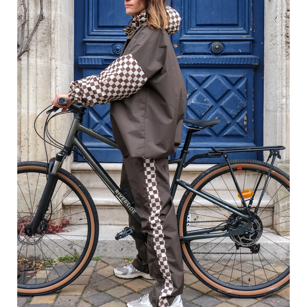 Poncho court Damier Kaki