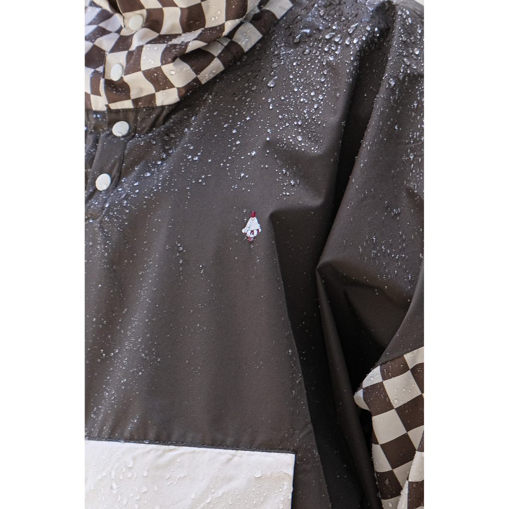 Poncho court Damier Kaki