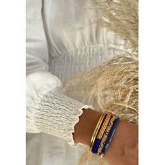 Bracelet népalais Or, bleu, blanc