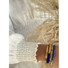 Bracelet népalais Or, bleu, blanc