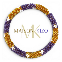 Bracelet népalais Or, lilas, blanc