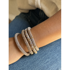 Bracelet népalais Taupe, cuivré, blanc