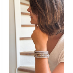 Bracelet népalais Taupe, cuivré, blanc