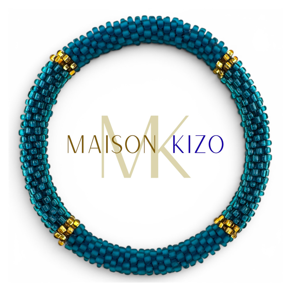 Bracelet népalais Or, bleu
