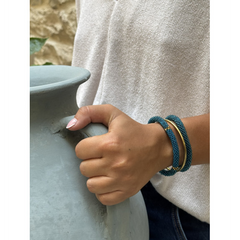 Bracelet népalais Or, bleu