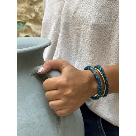 Bracelet népalais Or, bleu