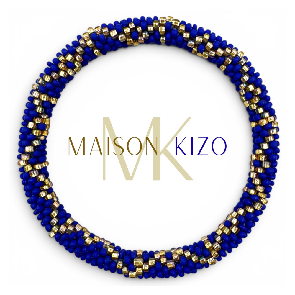 Bracelet népalais Bleu, or