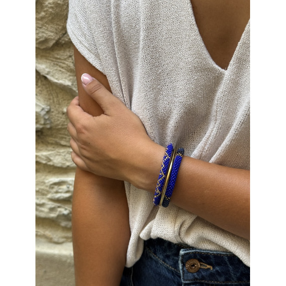 Bracelet népalais Bleu, or