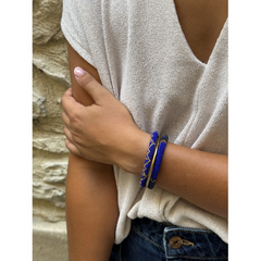 Bracelet népalais Bleu, or