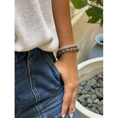 Nepalesisches Armband Rosa, Blau, Gold