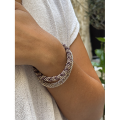 Nepalesisches Armband Rosa, Blau, Gold