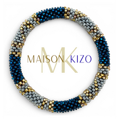 Nepalesisches Armband Rosa, Blau, Gold