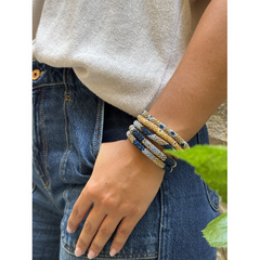 Nepalesisches Armband Rosa, Blau, Gold