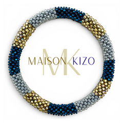 Nepalesisches Armband Rosa, Blau, Gold