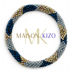 Bracelet népalais Bleu, gris, doré