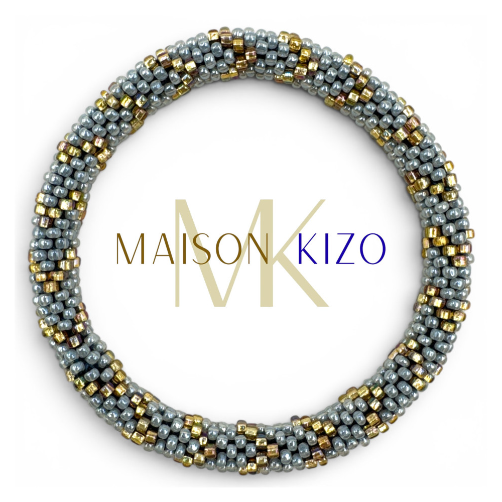 Nepalesisches Armband Rosa, Blau, Gold
