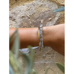 Nepalesisches Armband Rosa, Blau, Gold
