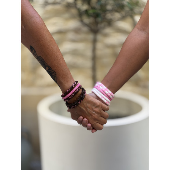 Bracelet népalais Octobre Rose - Chocolat - Edition limitée