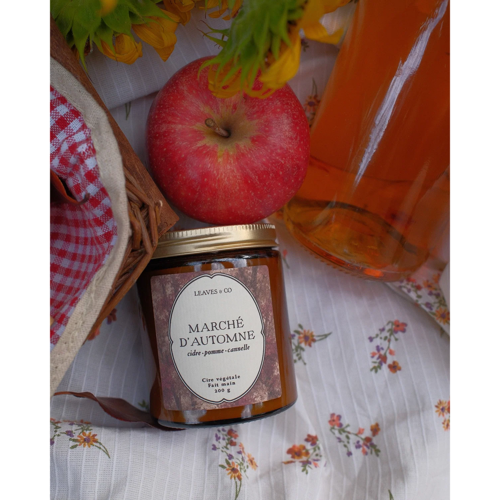 Bougie parfumée artisanale cire végétale - Marché d'automne