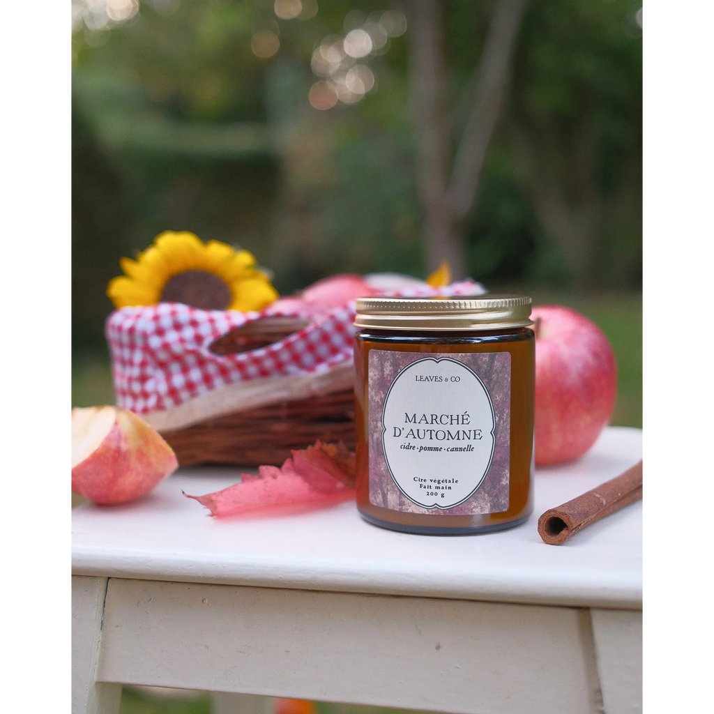 Bougie parfumée artisanale cire végétale - Marché d'automne