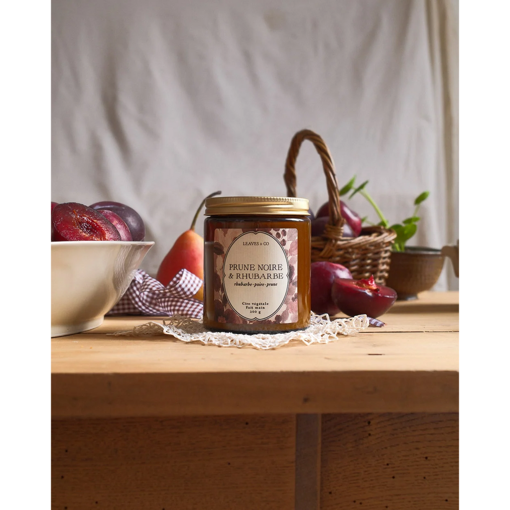 Bougie parfumée artisanale cire végétale - Prune Noire & Rhubarbe