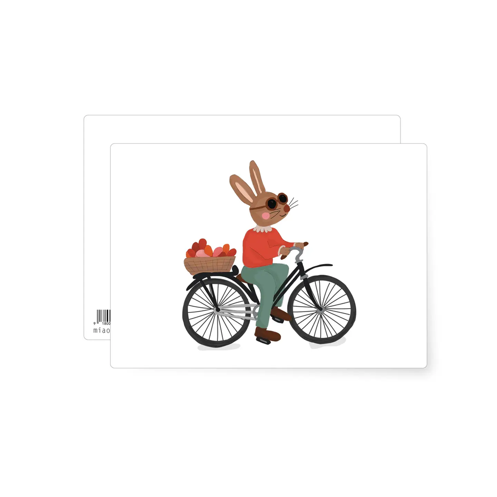 Carte postale Lapin à bicyclette