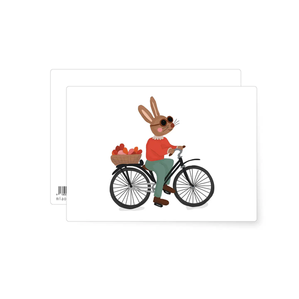 Carte postale Lapin à bicyclette