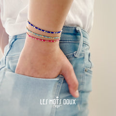 Bracelet enfant code morse "power" bleu opale