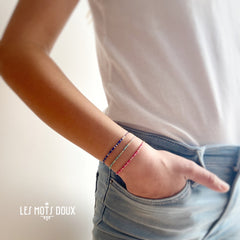 Bracelet enfant code morse "power" bleu opale