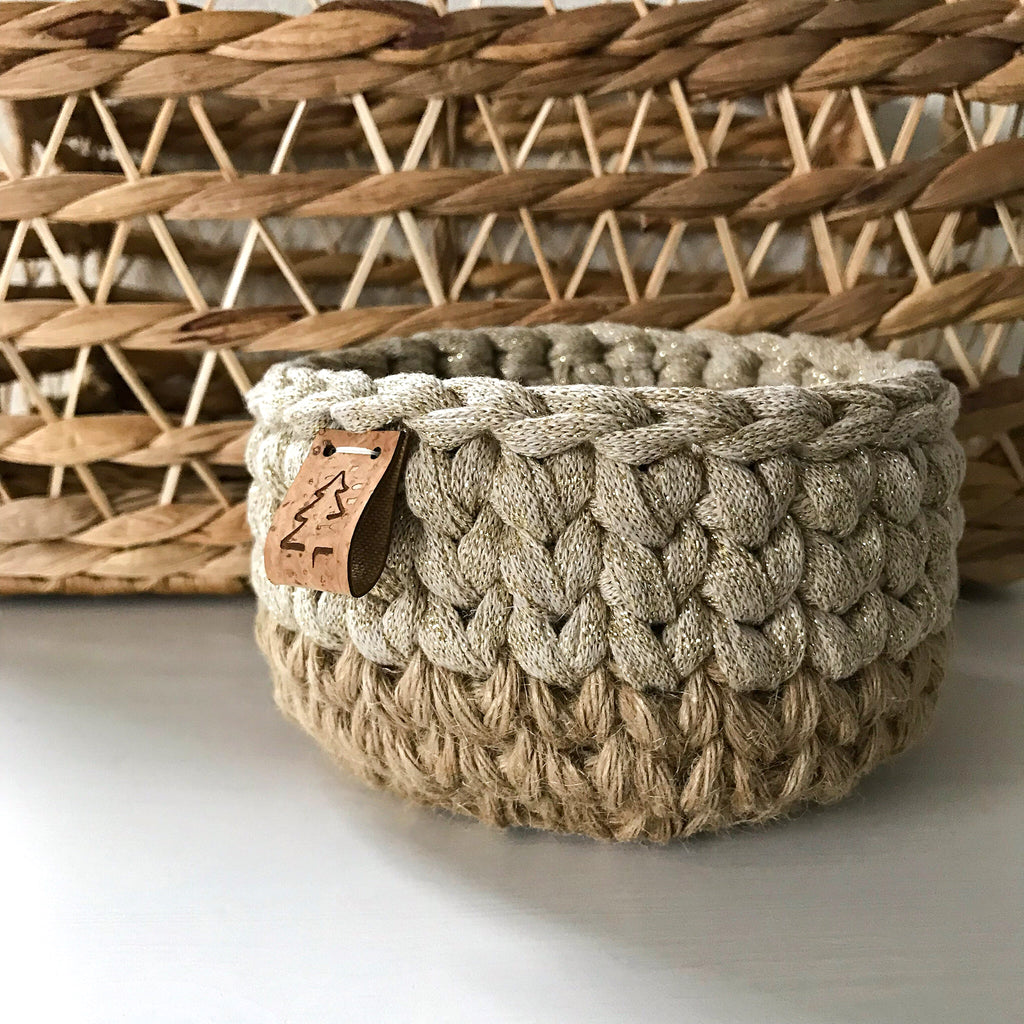 Moyen panier paillettes doré