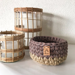 Moyen panier paillettes taupe